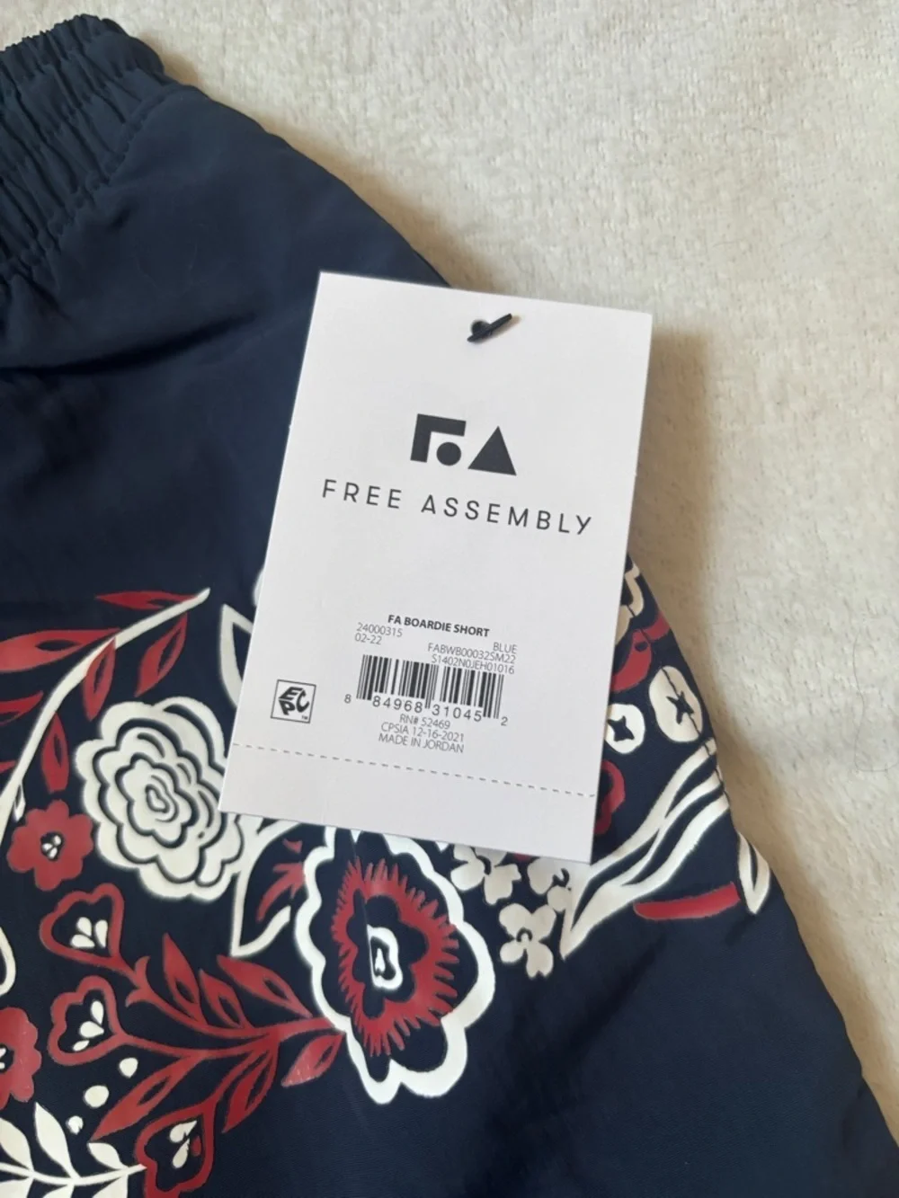 Free Assembly NWT Boys Board Shorts Navy Floral Swim Trunks Size L 10/12